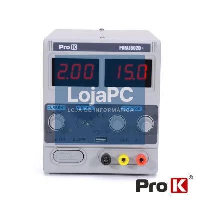 FONTE DE ALIMENTAÇÃO DIGITAL 0-15V / 0-2A C/USB PROK