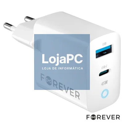 Alimentador Comutado 1xUSB-C/1xUSB-A PD/QC 45W GaN FOREVER