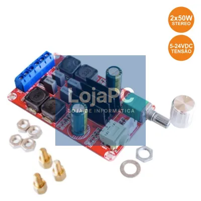 KIT MÓDULO AMPLIFICADOR 2 CANAIS STEREO 50W 5-24VDC