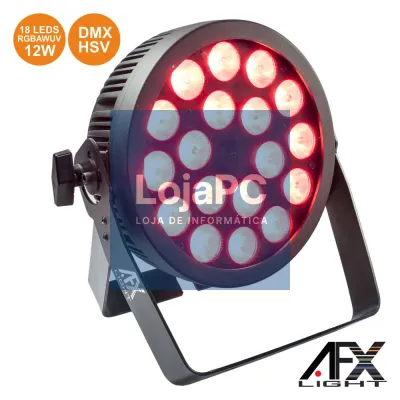 PROJETOR PAR C/ 18 LEDS RGBAW-UV 12W DMX+HSV AFXLIGHT