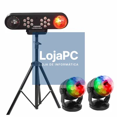 2x Bola de Luz LED RGB e Suporte c/ 4 Projetores PAR