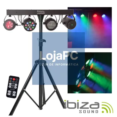 SUPORTE C/ 3 PROJETORES PAR/STROBE/MOON + LASER DMX IBIZA
