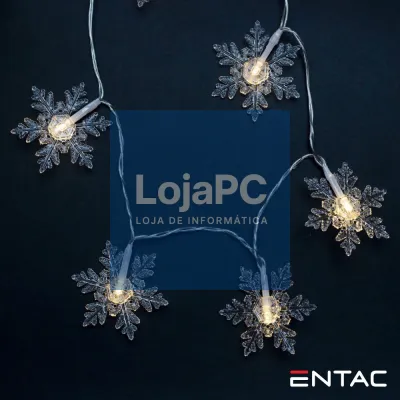 Grinalda 10 LED Floco Neve Arame a pilhas 1m ENTAC