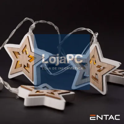 Grinalda 10 LEDS Estrelas Madeira 2xAA 1.65m ENTAC