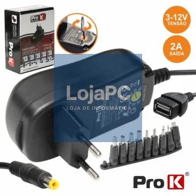 ALIMENTADOR COMPACTO COMUTADO 3-12V 2A 24W PROK