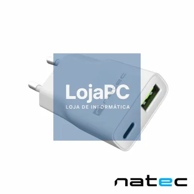 Alimentador GaN Slim USB-C/USB-A 20W RIBERA Branco NATEC
