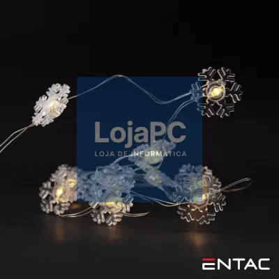 Grinalda 10 LEDs Floco Neve Arame 2xAA 1m ENTAC