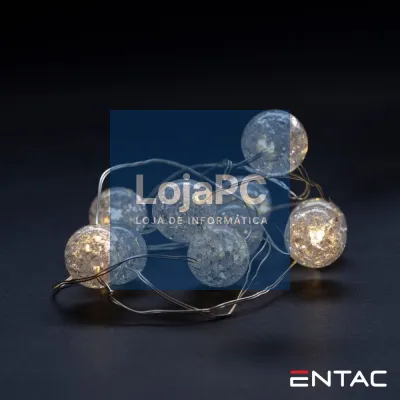 Grinalda 10 LEDS 3000K Esferas Plástico 2xAA 1m ENTAC