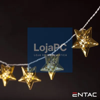 Grinalda 10 LEDS Estrelas Metálicas 2xAA 1.65m ENTAC