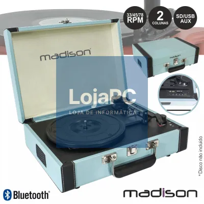 GIRA-DISCOS 33/45/78RPM RETRO BT/USB/SD/REC AZUL MADISON