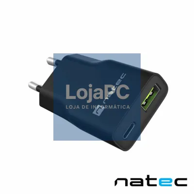 Alimentador GaN Slim USB-C/USB-A 20W RIBERA Preto NATEC