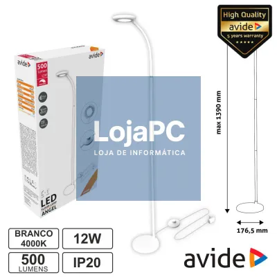 Candeeiro de Pé LED 12W 4000K 500lm Branco IP20 AVIDE