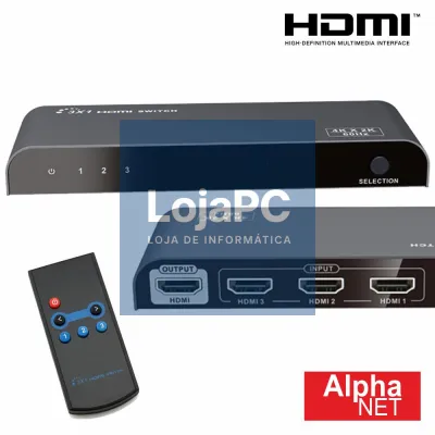 DISTRIBUIDOR COMUTADOR HDMI 3 ENTRADAS 1 SAÍDA COMANDO JOIN