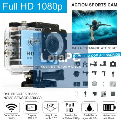 CÂMARA DE AÇÃO WIFI FULL HD 12MP C/ GRAVAÇÃO VÍDEO