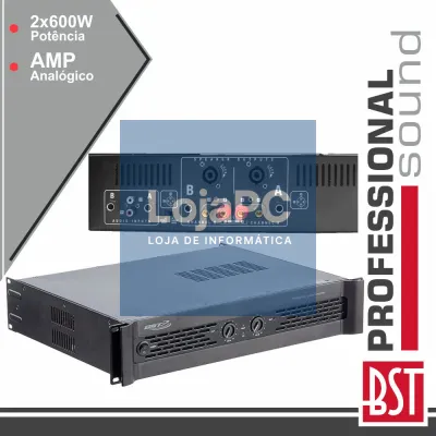 AMPLIFICADOR ÁUDIO ANALÓGICO PRO 2X600W BST