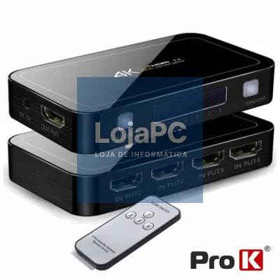 DISTRIBUIDOR COMUTADOR HDMI 4 ENTRADAS 1 SAÍDA PIP 4K PROK