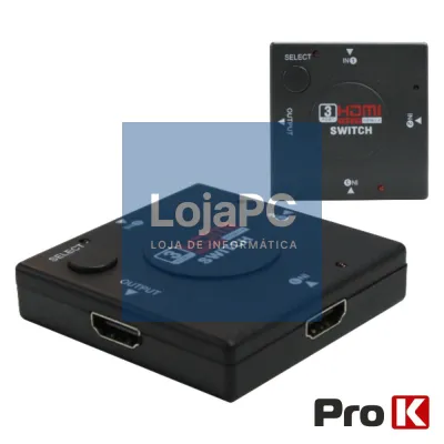 DISTRIBUIDOR HDMI AMPLIFICADO 3 ENTRADAS 1 SAÍDA PROK