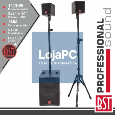 CONJUNTO SOM BI-AMPLIFICADO PRO 2.1 1120W DSP BST
