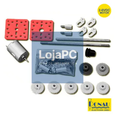 MOTOR DC 2-6V C/ 7 ENGRENAGENS 2 PLACAS E ACESSÓRIOS DONAU