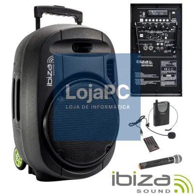 COLUNA AMPLIFICADA 12" 700W USB/BT/SD/BAT VHF PRETA IBIZA
