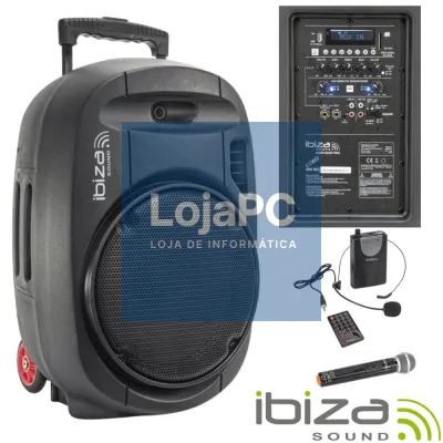 Coluna Amplificada 12" 700W USB/BT/SD/Bat UHF Preta IBIZA