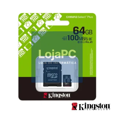 Cartão Memória microSDXC 64GB 100MB/s A1 KINGSTON