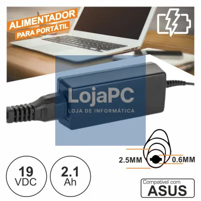 Alimentador P/ Asus 19V 2.1A 40W 2.5x0.6mm