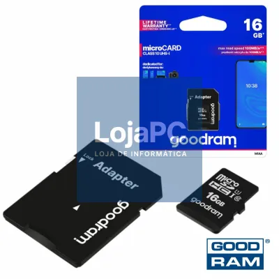 Cartão Memória Micro SD 16Gb Class10 Adaptador GOODRAM