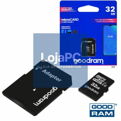 Cartão Memória Micro SD 32Gb Class10 Adaptador GOODRAM