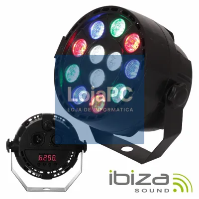 PROJETOR PAR C/ 12 LEDS 1W CREE RGBW DMX MIC IBIZA