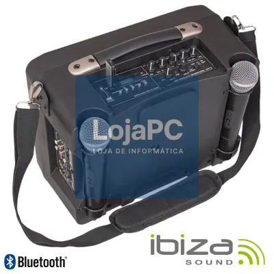 COLUNA AMPLIFICADA 8" 500W USB/BT/SD/BAT PRETA IBIZA