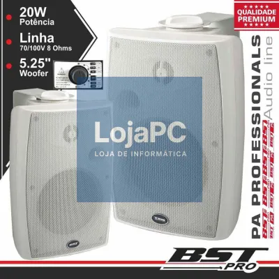 CONJUNTO 2 COLUNAS 8 OHM 100V 30W 5.25" BRANCAS BSTPRO