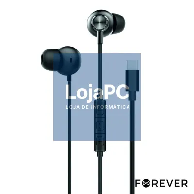 AUSCULTADORES STEREO PRETOS C/CONTROLO VOLUME MIC FOREVER