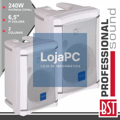 CONJUNTO 2 COLUNAS 2 VIAS 6.5" 240W BRANCAS ABS BST