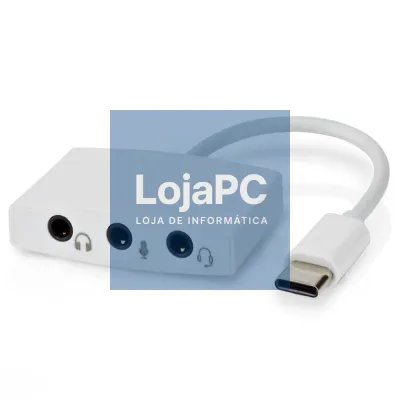 Adaptador Placa Som USB-C C/ 3 Fichas Jack 3.5mm