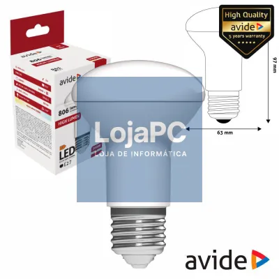 Lâmpada LED E27 R63 8W 230V 3000K 806lm AVIDE