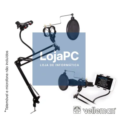 SUPORTE MESA P/ MICROFONE C/ FILTRO ACUSTICO VELLEMAN