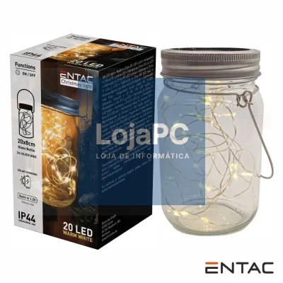 Frasco Decorativo 20 LEDS 3000K C/ Carregamento Solar ENTAC