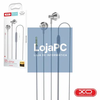 Auscultadores Stereo Jack 3.5mm  C/ Microfone Prateado XO