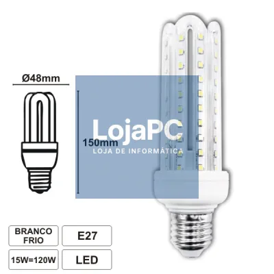 LÂMPADA E27 15W=120W 230V LED 4U BRANCO FRIO 1200LM