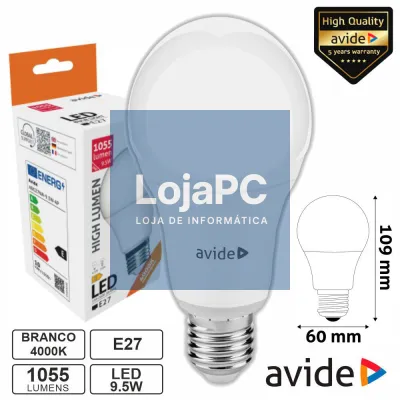 Lâmpada LED E27 Globo A60 9.5W 230V 4000K 1055lm AVIDE