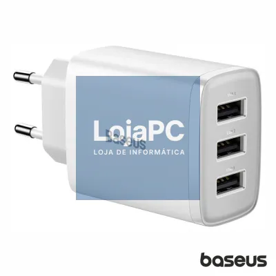 Alimentador Comutado 3 USB-A 17W Branco BASEUS