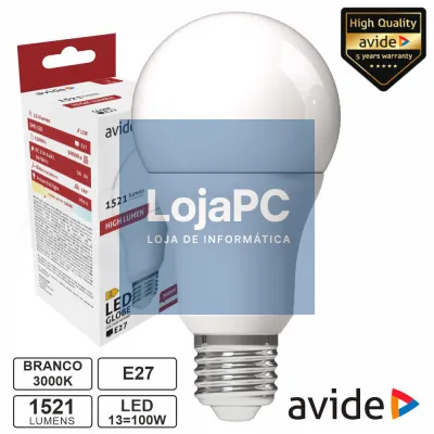 Lâmpada LED E27 Globo A60 13W 230V 3000K 1521lm AVIDE