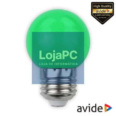 Lâmpada E27 1W LED Globo G45 Verde 30lm AVIDE