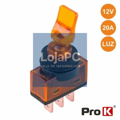 INTERRUPTOR ALAVANCA ON-OFF 20A/12V LUMINOSO LARANJA PROK