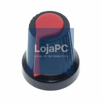 BOTÃO P/ POTENCIOMETRO PRETO C/ LINHA VERMELHA 15x17MM