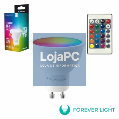 Lâmpada GU10 LED 4,8W RGB 4000K 400lm C/Comando FOREVER