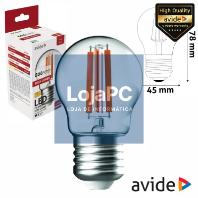 Lâmpada LED E27 Globo Filamento 6.5W 230V 3000K 806lm AVIDE