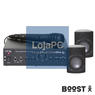 Conjunto Karaoke Amplificador 2x20w 2 Colunas Mic BOOST