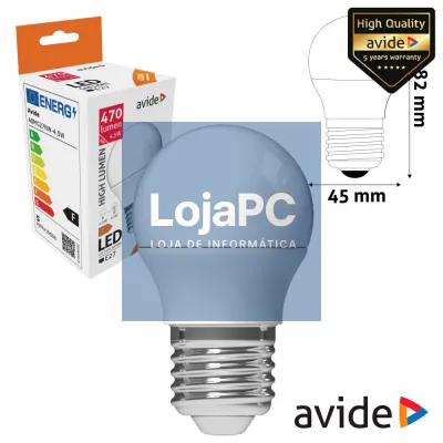 Lâmpada LED E27 Globo G45 4.5W 230V 4000K 470lm AVIDE